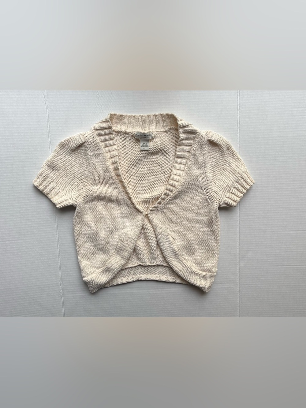 Banana Republic Cream Cropped cardigan   Short-Sleeve Knit Bolero cotton ballet